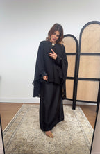 ROBE CAPE DEUX PIÈCES PLISSÉ NOIR - LULWA