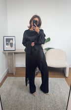 HAUT ASYMÉTRIQUE DENTELLE DÉTAIL NOIR - JAIA