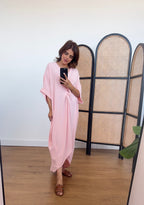ROBE ROSE MANCHES COURTES NOUÉE - ESME