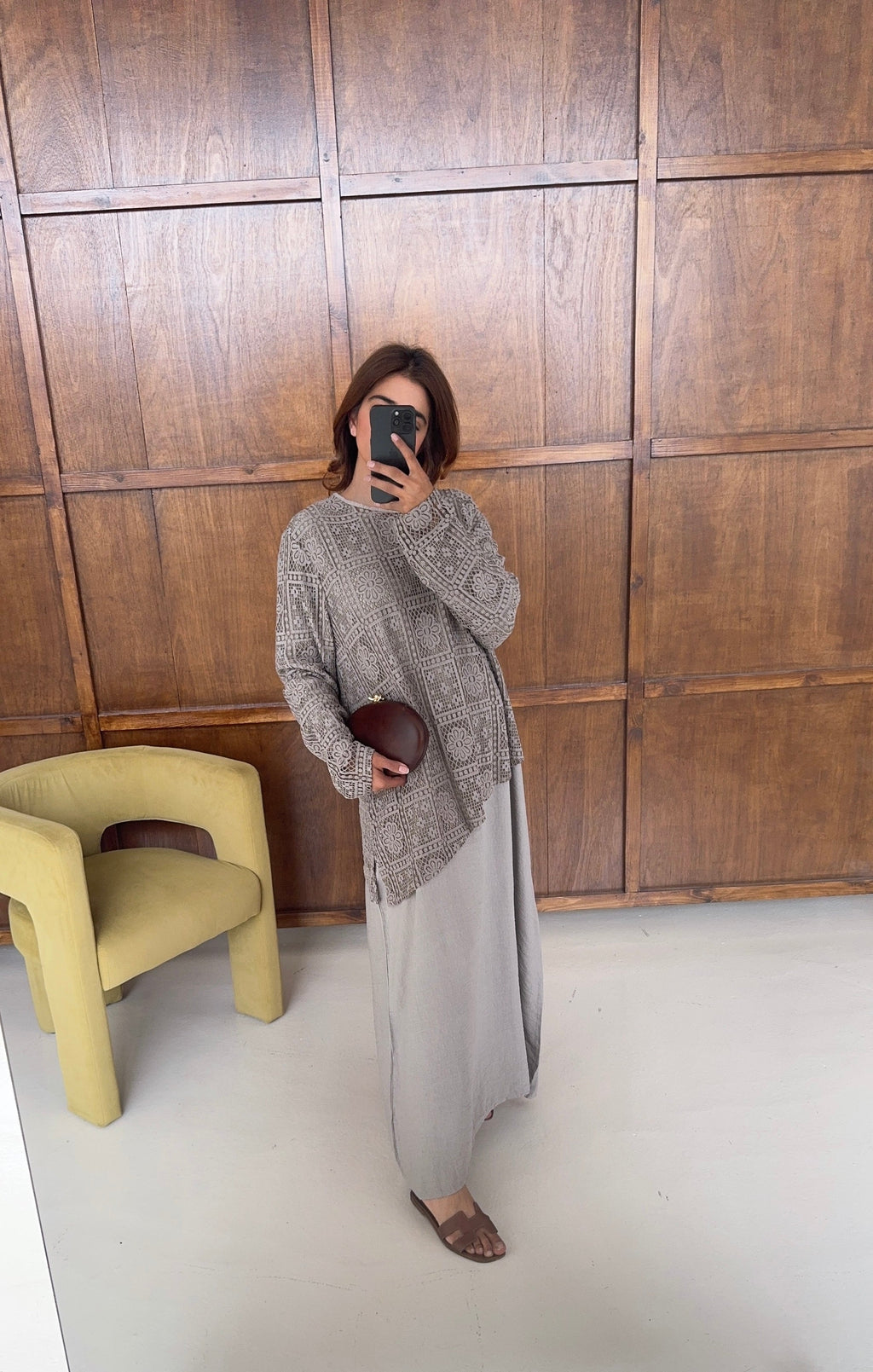 ROBE DENTELLE DEUX PIÈCES TAUPE - NOLA