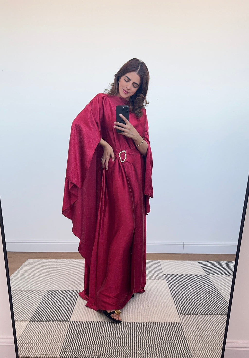 ROBE CAPE CRINKLE BORDEAUX - ALYA