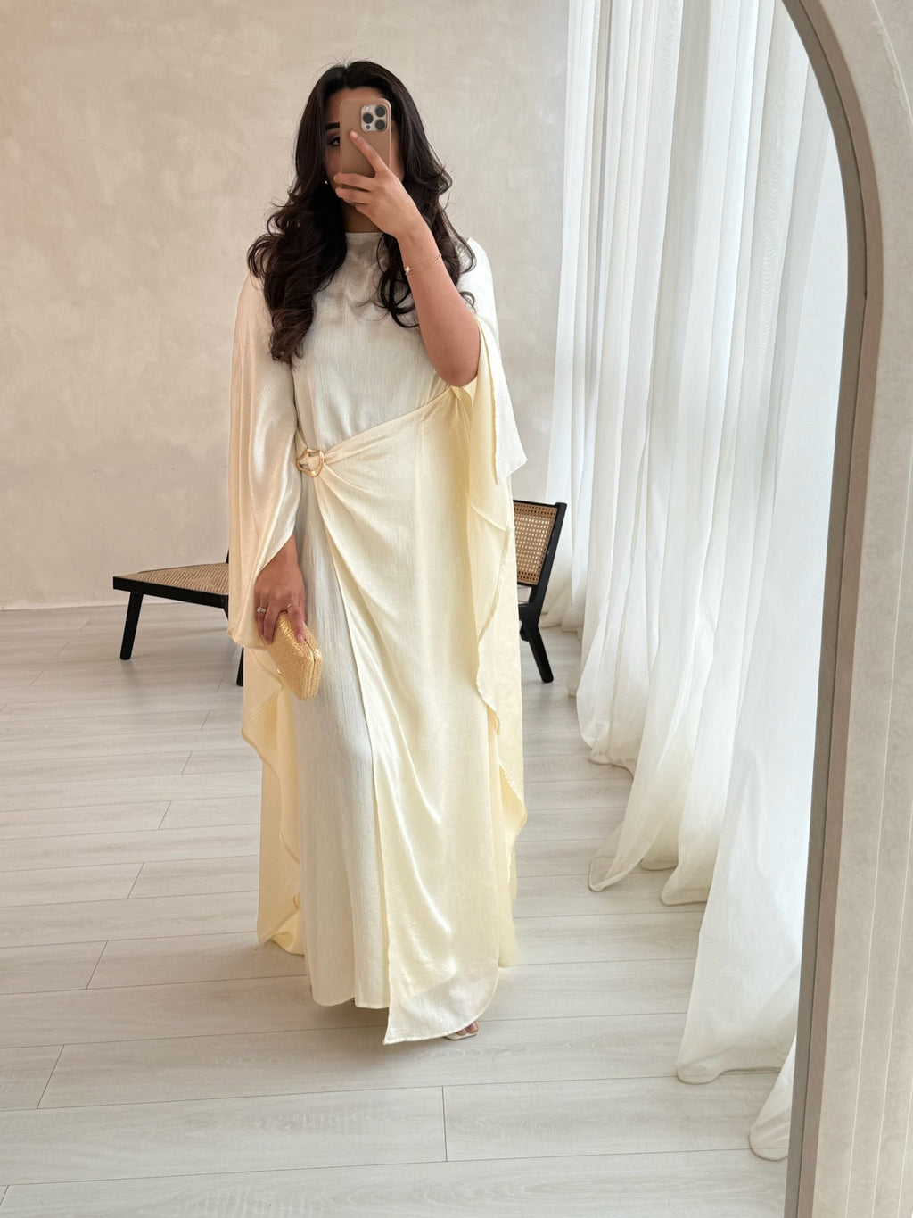 ROBE CAPE CRINKLE CRÈME - ALYA