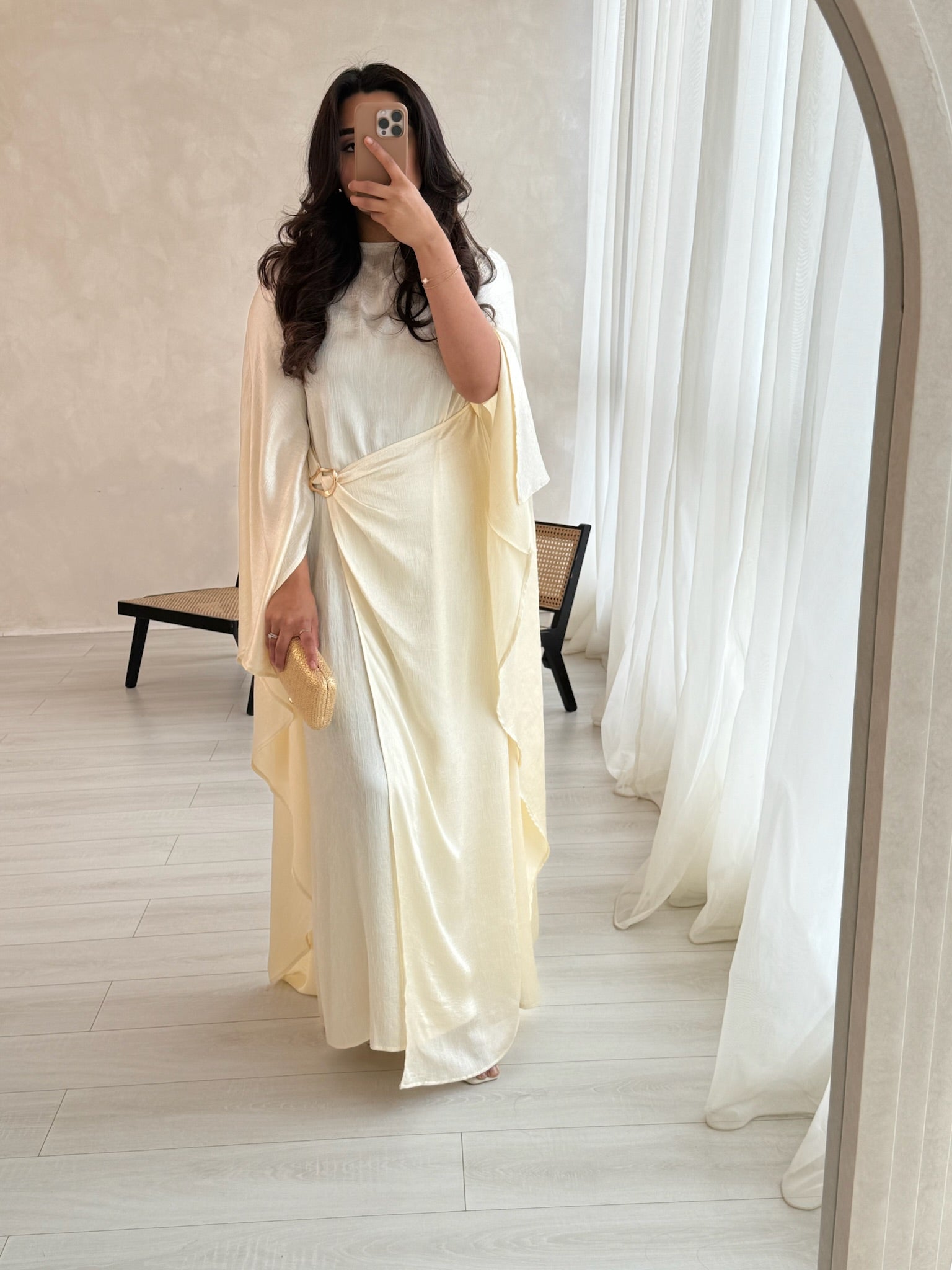 ROBE CAPE CRINKLE CRÈME - ALYA