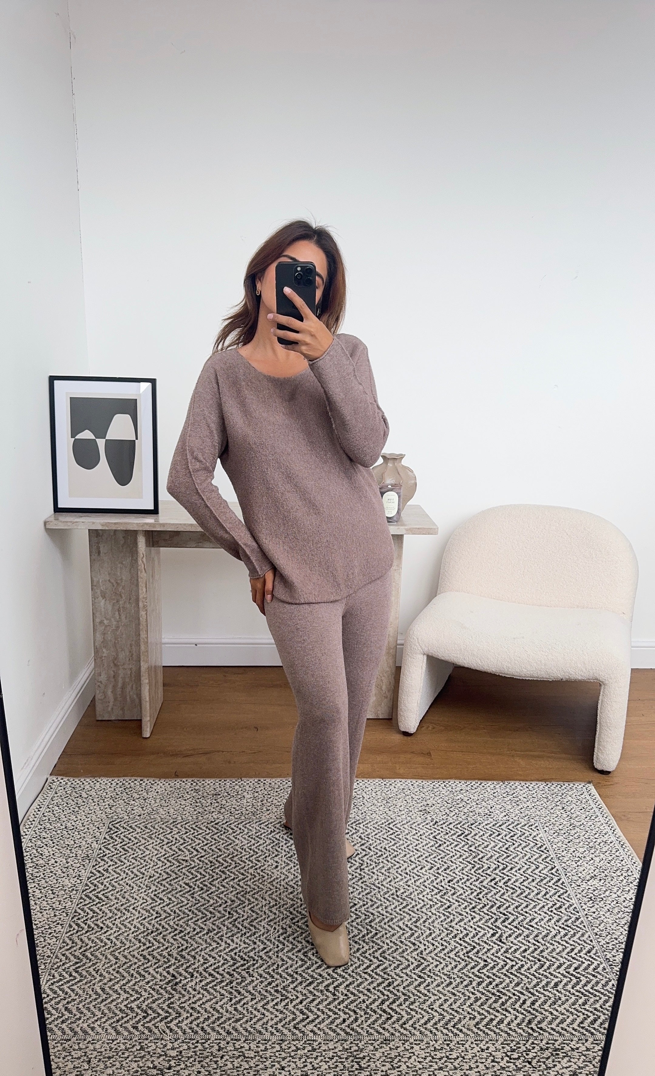 ENSEMBLE BASIQUE MAILLE TAUPE - EMA