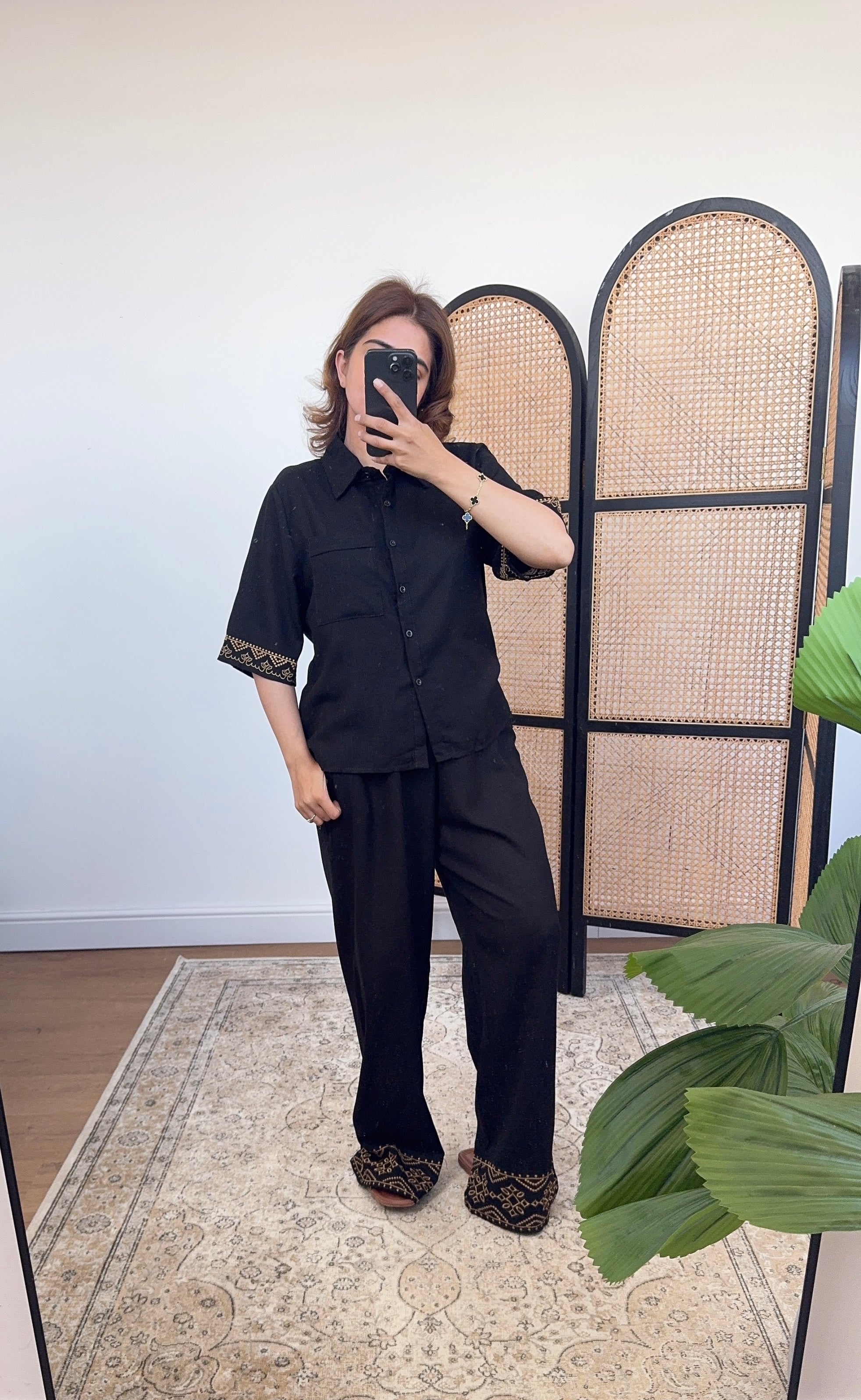 ENSEMBLE LIN MÉLANGE NOIR - BAHI