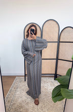 ROBE ZIGZAG CROCHET NOIR AVEC CEINTURE - YAITA