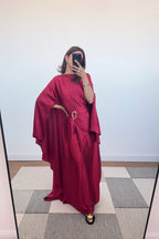 ROBE CAPE CRINKLE BORDEAUX - ALYA