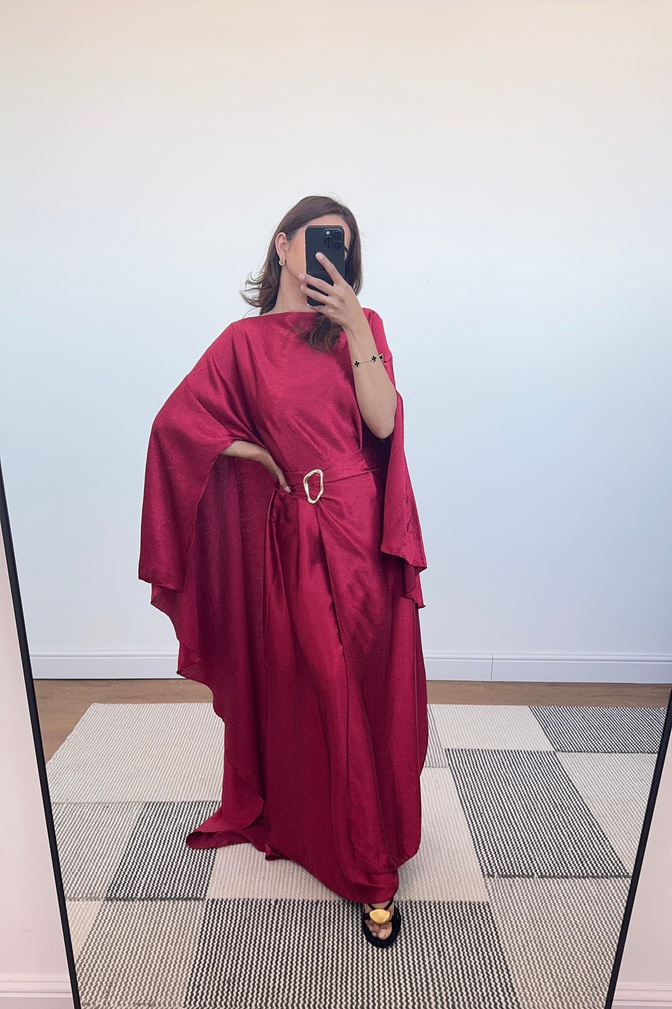 ROBE CAPE CRINKLE BORDEAUX - ALYA