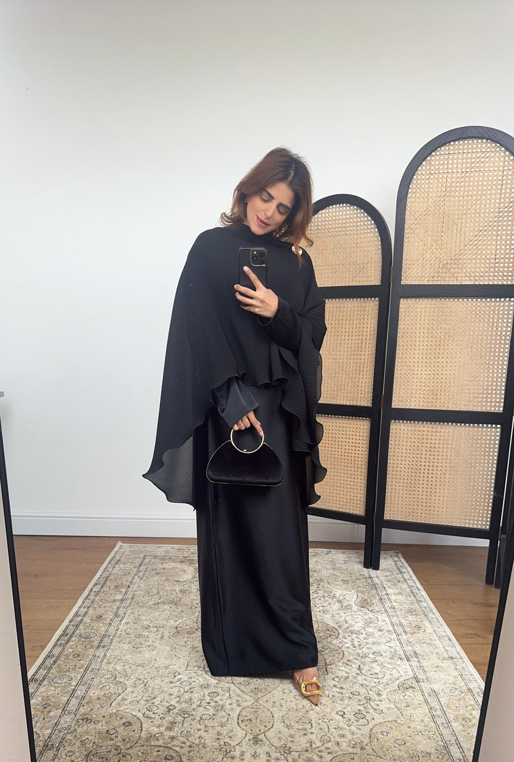 ROBE CAPE DEUX PIÈCES PLISSÉ NOIR - LULWA