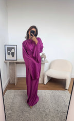 ROBE LONG ÉVASÉ MANCHES QUEUE DE POISSON MAGENTA - DION
