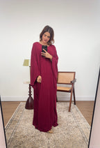 ABAYA BASIQUE PAPILLON BORDEAUX - GIA