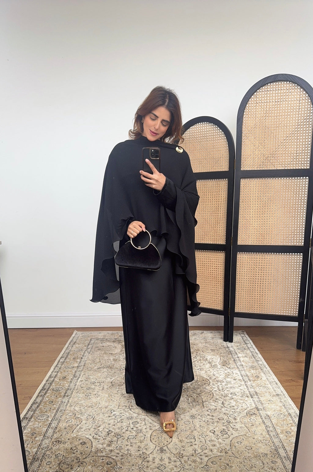 ROBE CAPE DEUX PIÈCES PLISSÉ NOIR - LULWA