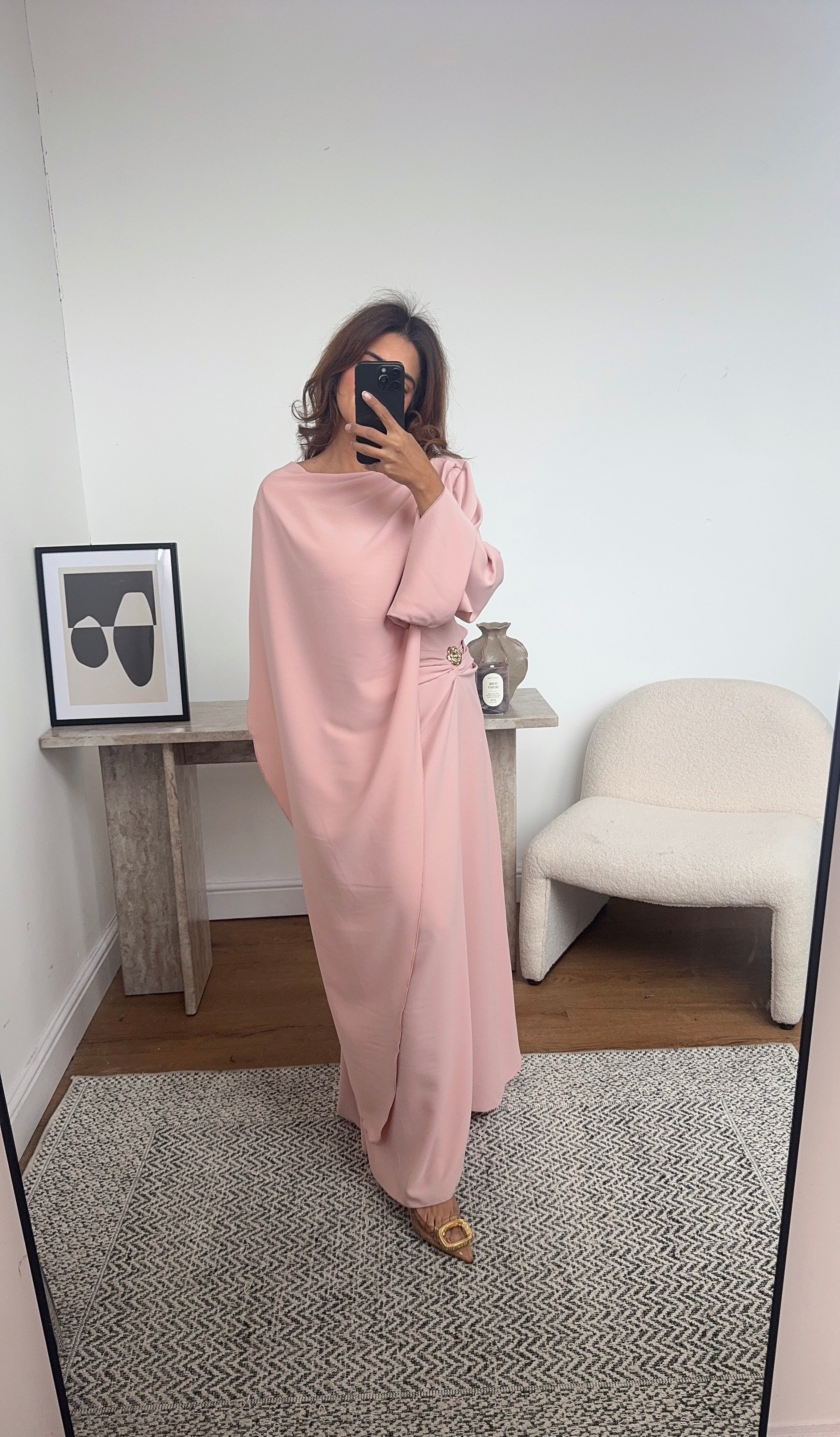 ROBE ROSE AVEC DRAPÉ FOULARD - ZARIA