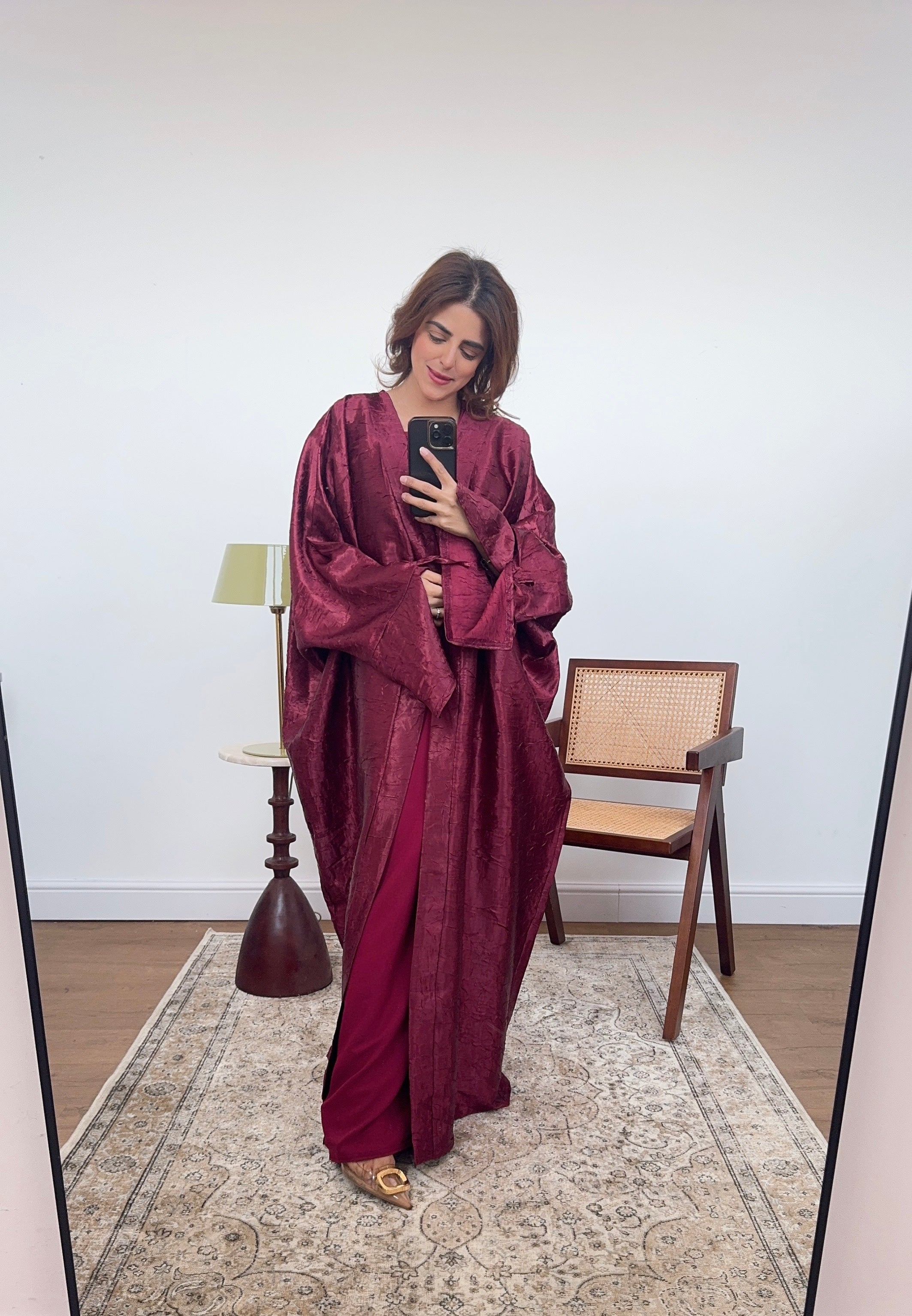 ENSEMBLE ABAYA CRINKLE DEUX PIÈCES BORDEAUX - HARILAY