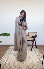 ENSEMBLE FOULARD TAUPE AVEC DORÉ BROCHE - ARYA
