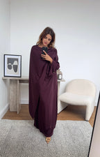 ROBE PRUNE AVEC DRAPÉ FOULARD - ZARIA