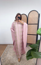 CAFTAN ROSE AVEC DORÉ EMBROIDERY - NAILA