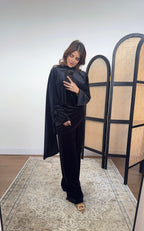 ENSEMBLE FOULARD VELOURS NOIR AVEC DORÉ BROCHE - NURA