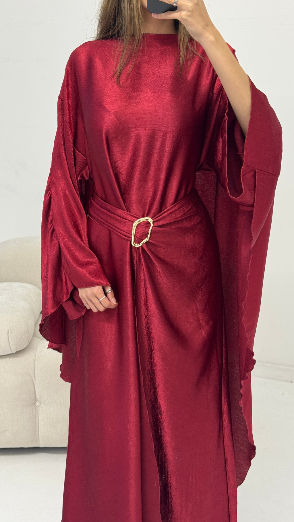 ROBE CAPE CRINKLE BORDEAUX - ALYA