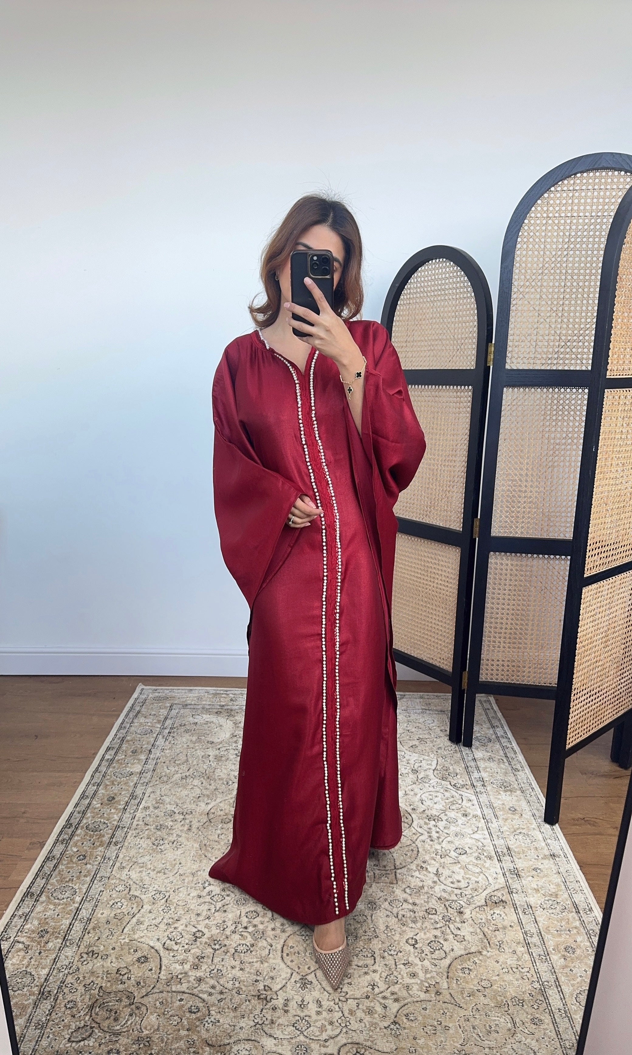 CAFTAN PERLE BORDEAUX - MARWA