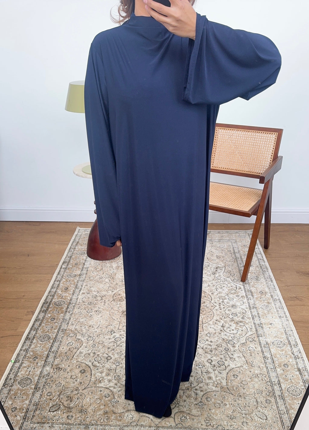 ABAYA UNI JERSEY COL MONTANT MARINE
