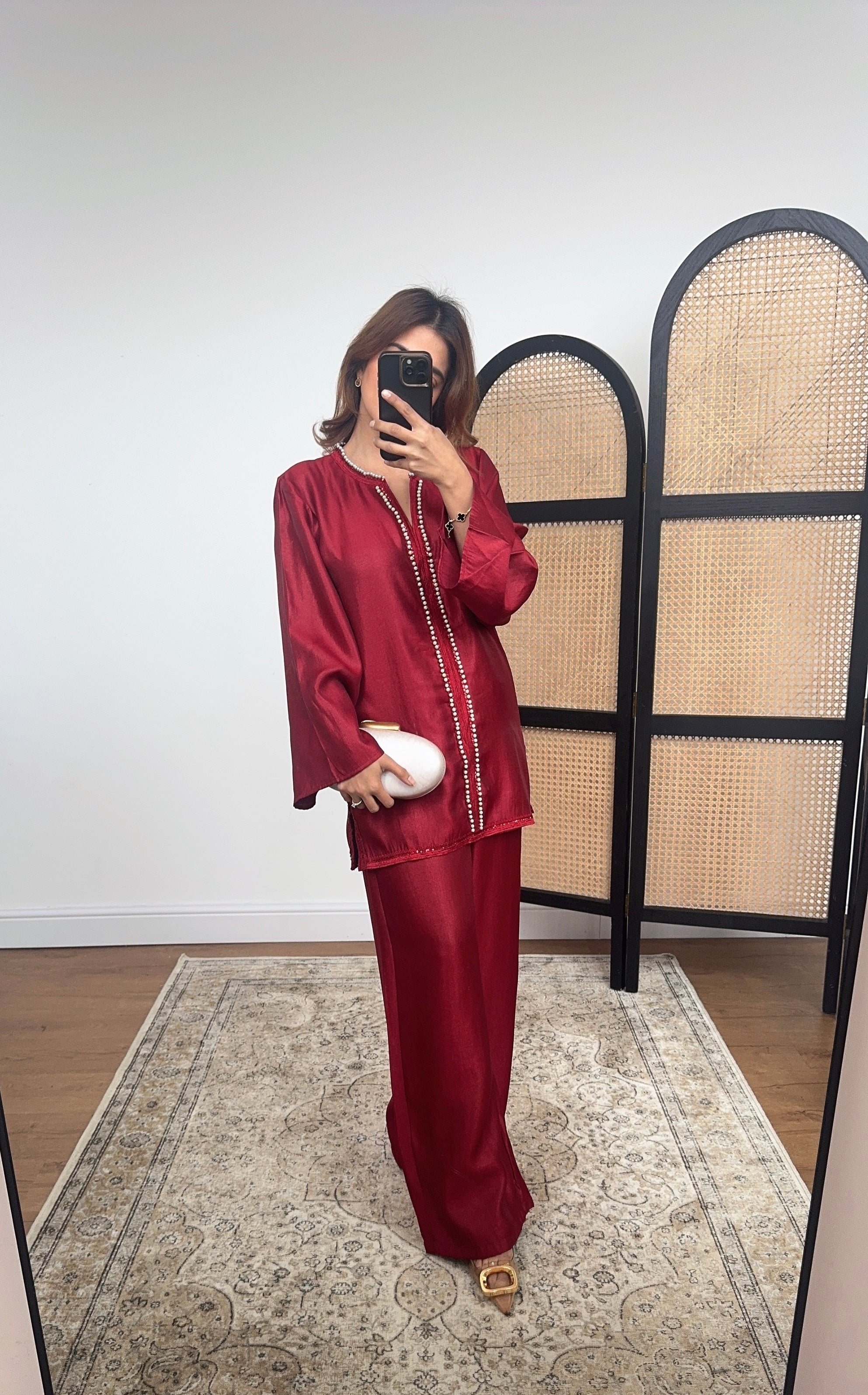 ENSEMBLE PERLE DENTELLE BORDEAUX - ALEEN