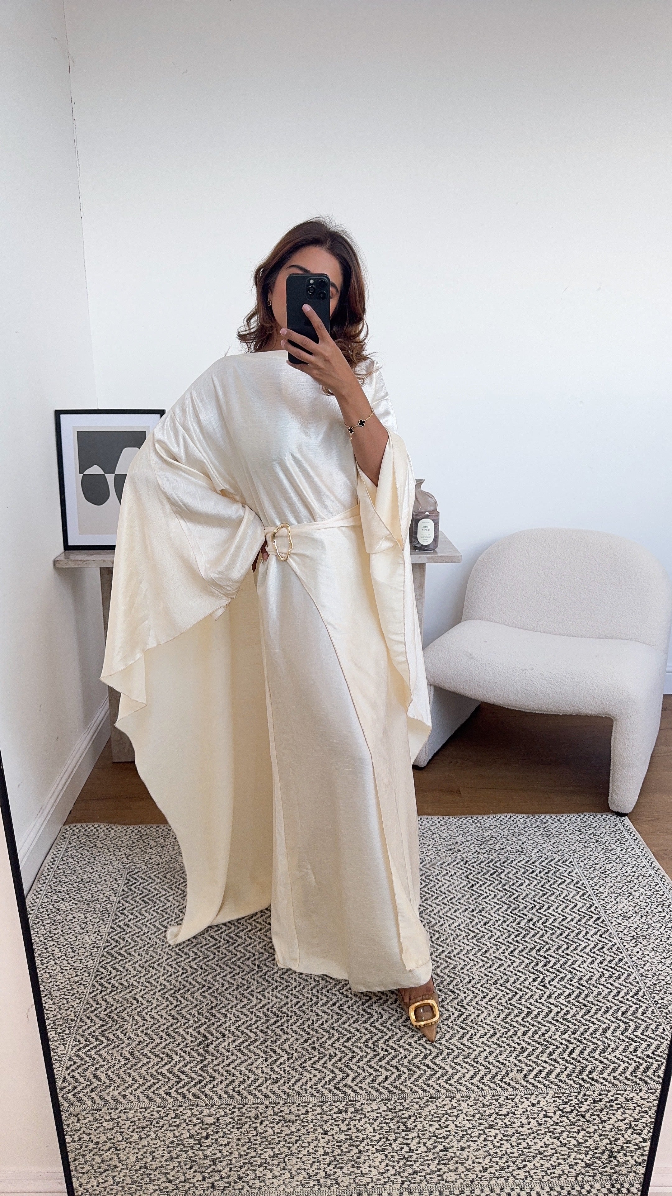 ROBE CAPE CRINKLE CRÈME - ALYA