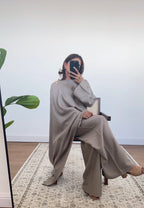 ENSEMBLE FOULARD TAUPE AVEC DORÉ BROCHE - ARYA