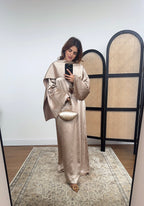 CHAMPAGNE FOULARD ROBE AVEC POCHES - LUMERA