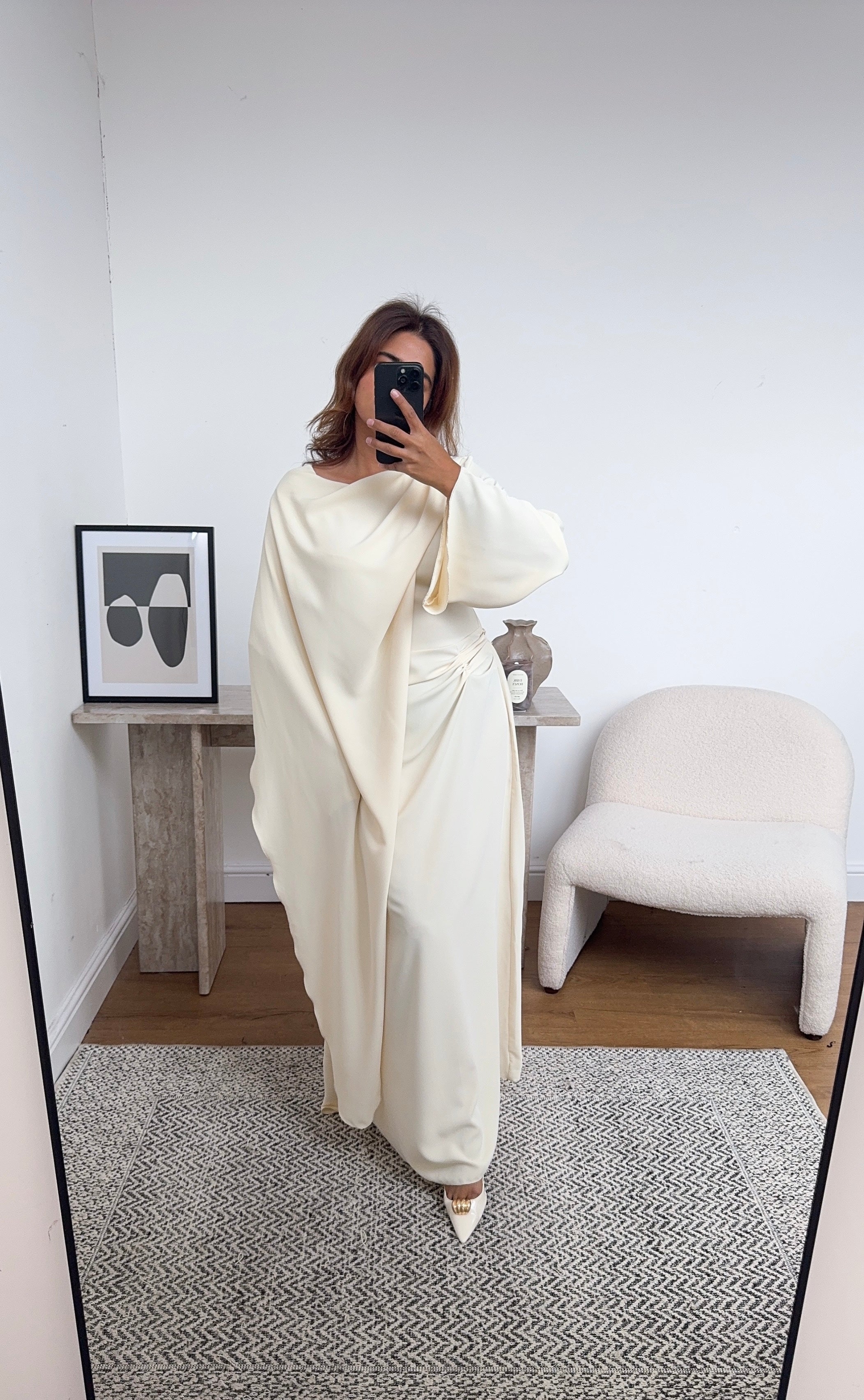 ROBE IVOIRE AVEC DRAPÉ FOULARD - ZARIA