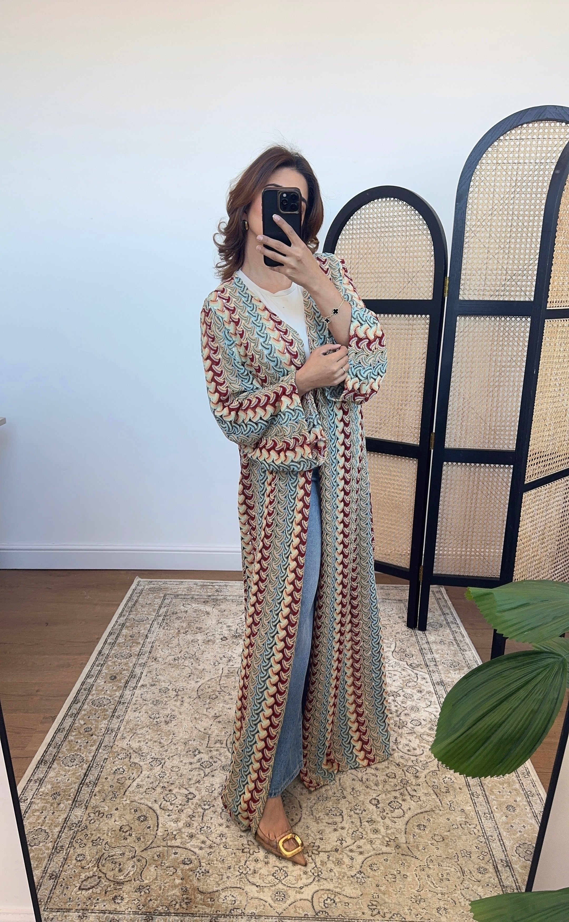 ZIGZAG CROCHET KIMONO AVEC CEINTURE - SAHI