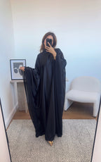 ROBE COL MONTANT LONG NOIR AVEC COL FOULARD - LAYA
