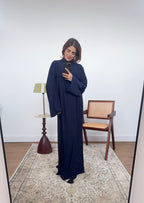 ABAYA UNI JERSEY COL MONTANT MARINE