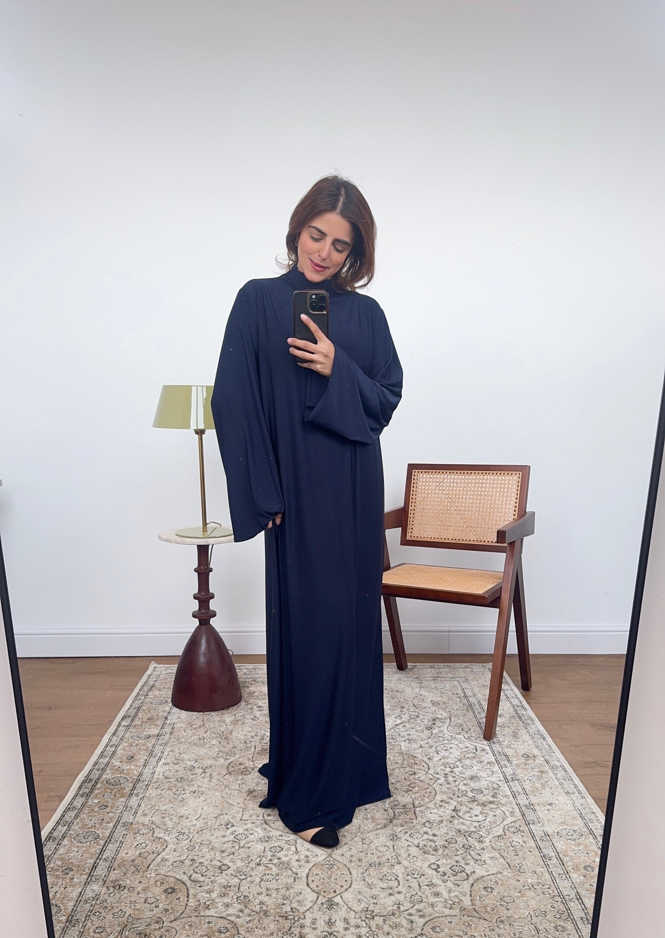 ABAYA UNI JERSEY COL MONTANT MARINE