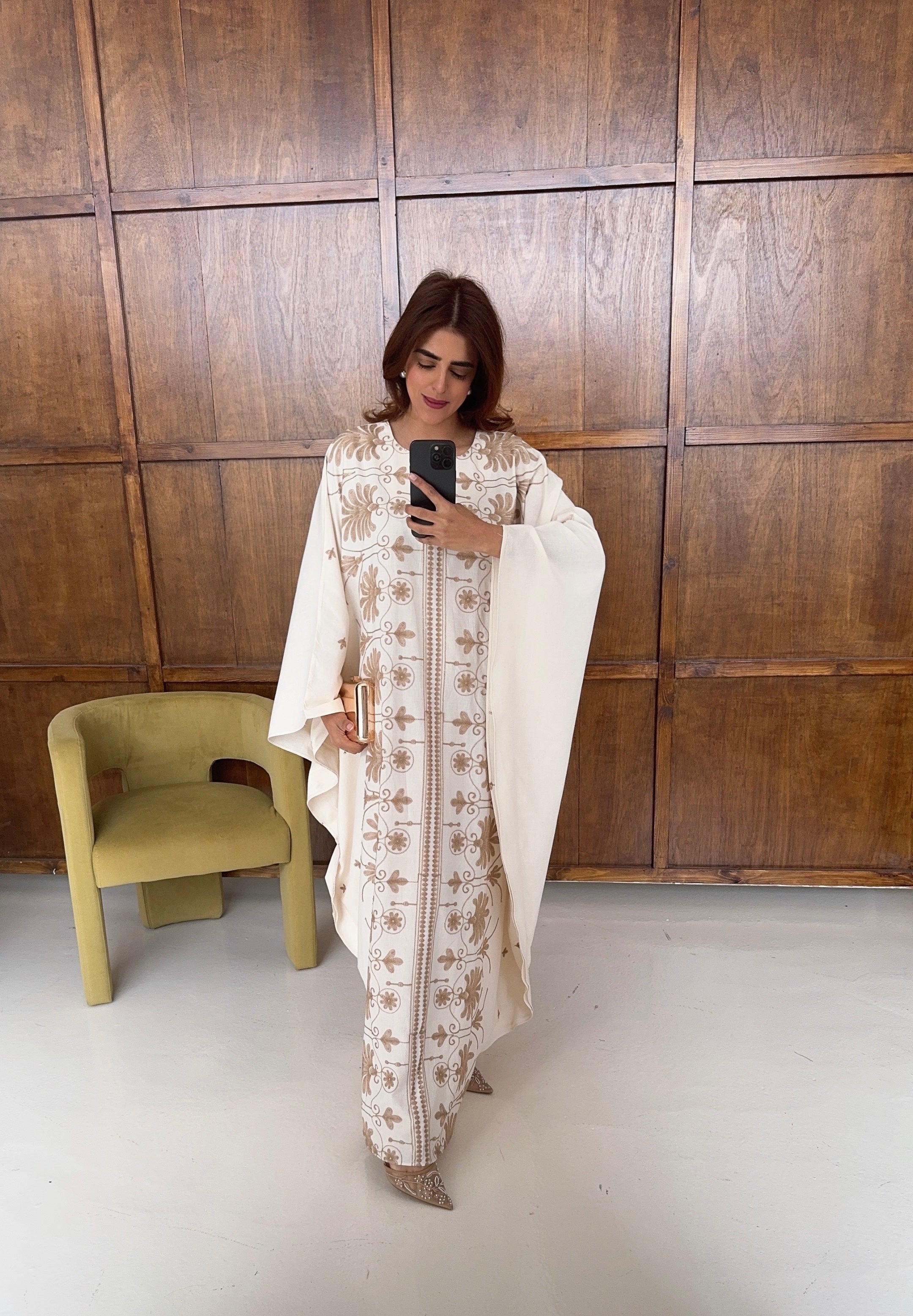 CAFTAN BRODÉ CRÈME - LAYLA