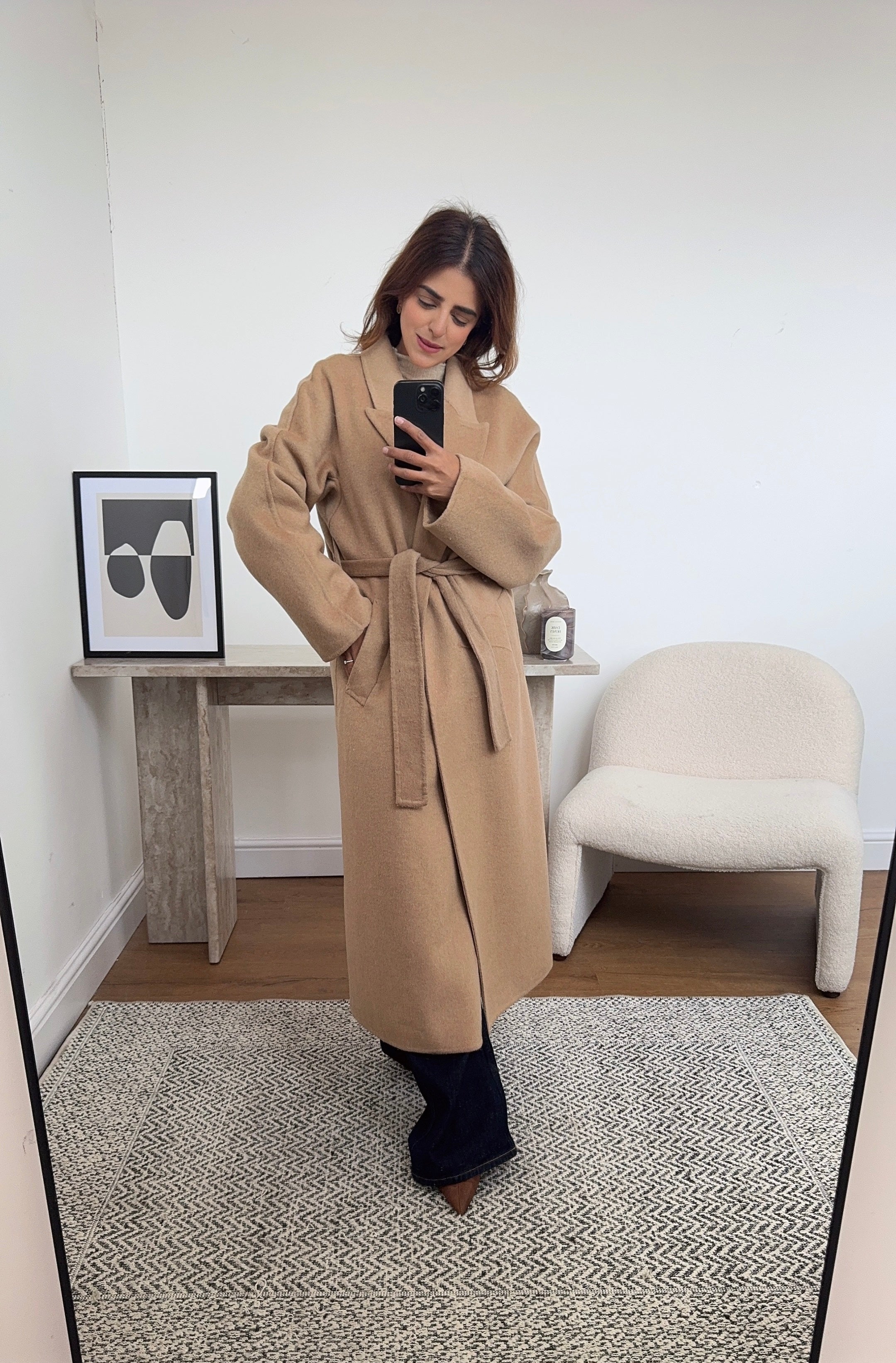 CAMEL HANDMADE WOOL CEINTURÉ MANTEAU - MARLI