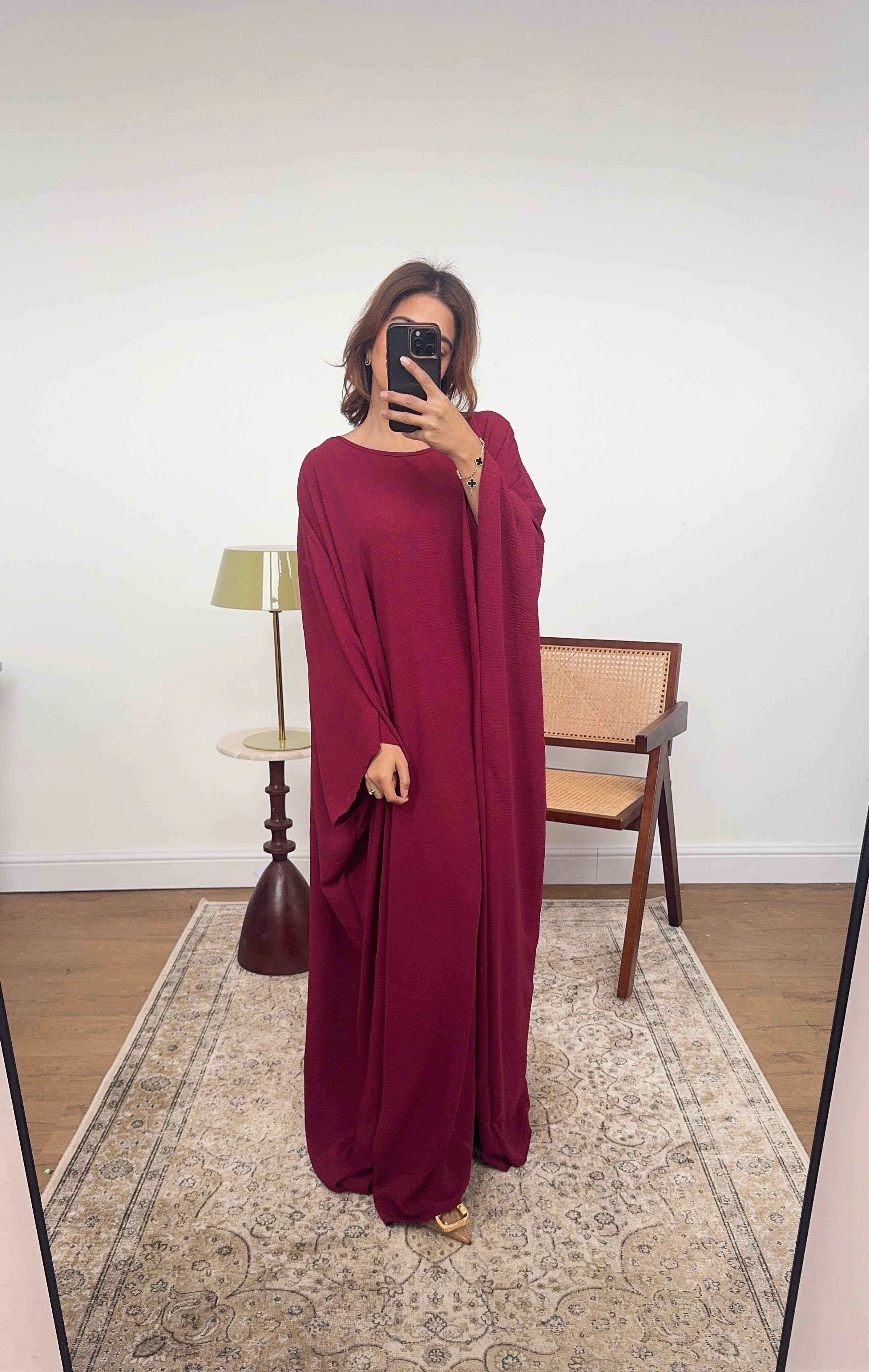 ABAYA BASIQUE PAPILLON BORDEAUX - GIA