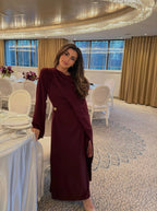ROBE BORDEAUX AVEC DRAPÉ FOULARD - ZARIA