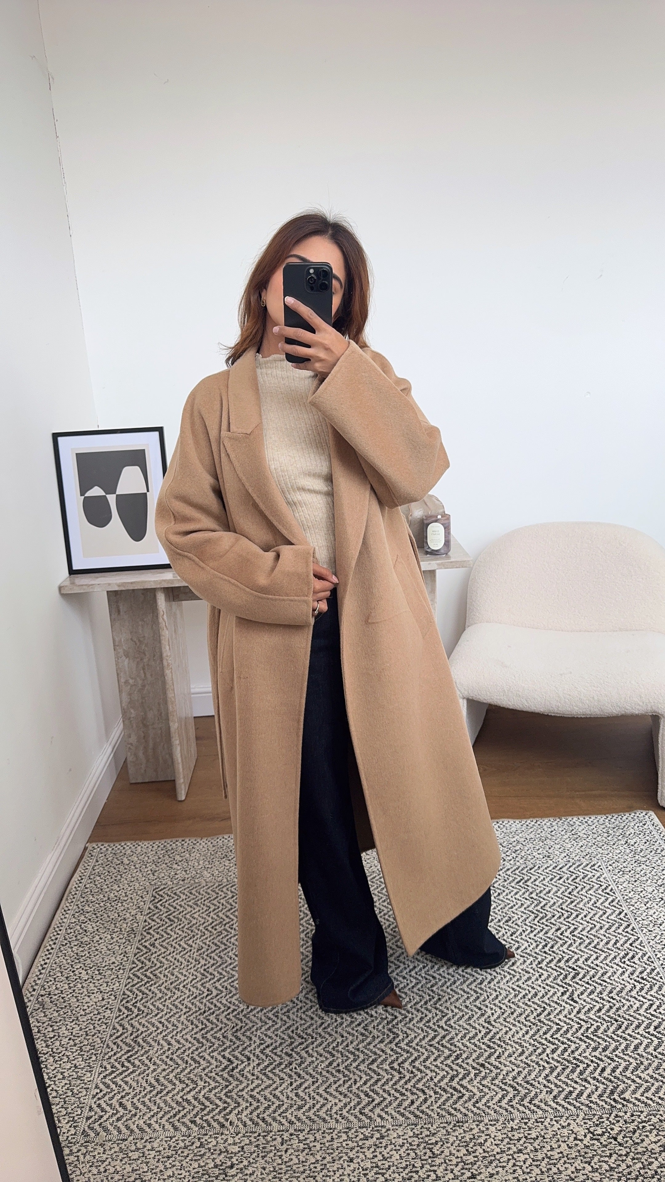CAMEL HANDMADE WOOL CEINTURÉ MANTEAU - MARLI