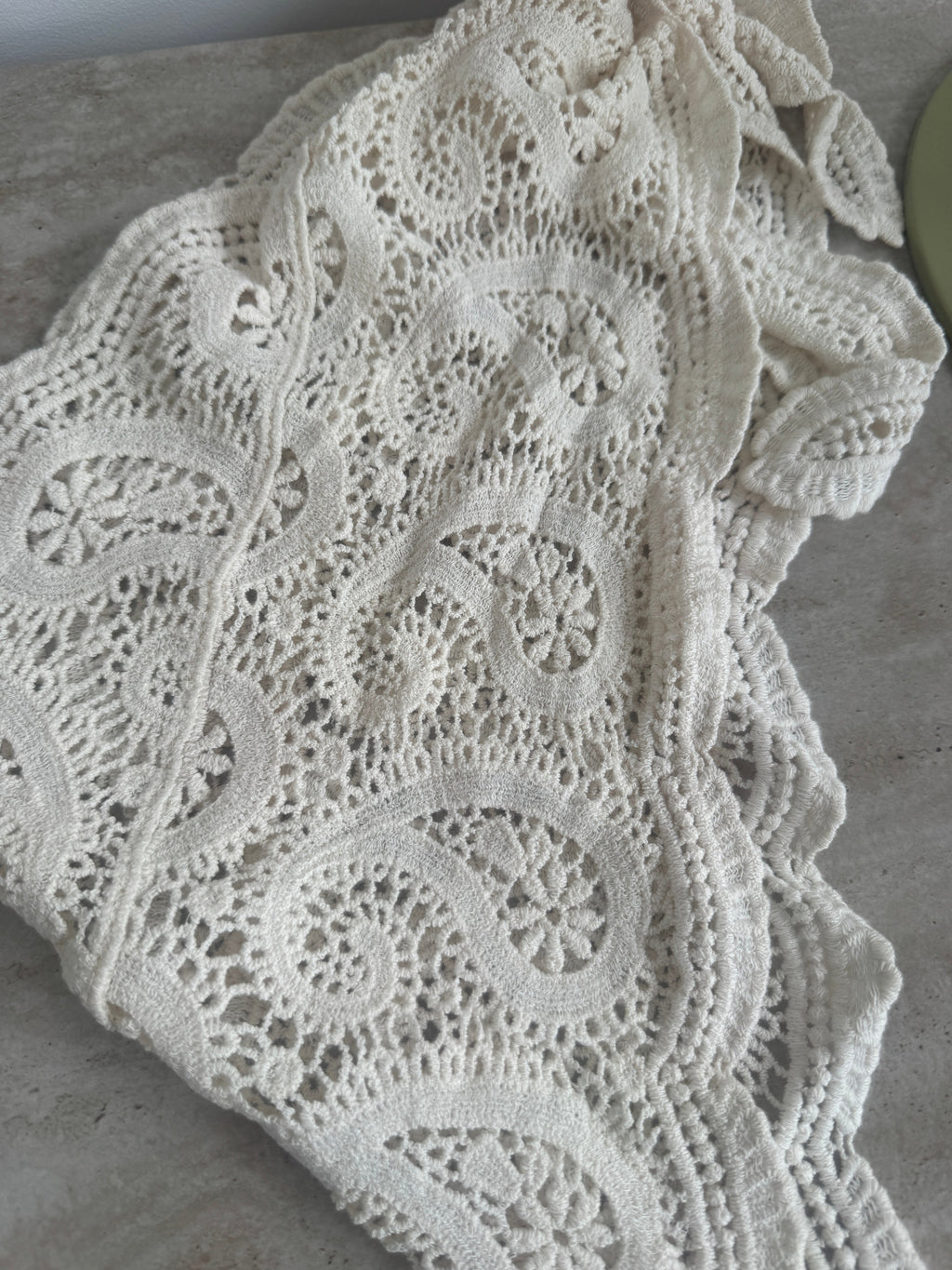 CACHEMIRE CRÈME CROCHET TAILLE CEINTURE