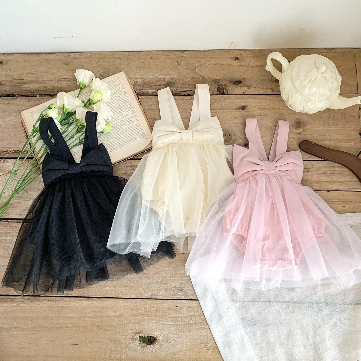 ROBE BARBOTEUSE TULLE NŒUD ROSE