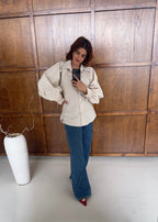 BEIGE VOLUMINOUS MANCHES DOS NOUÉ CHEMISE - RARA