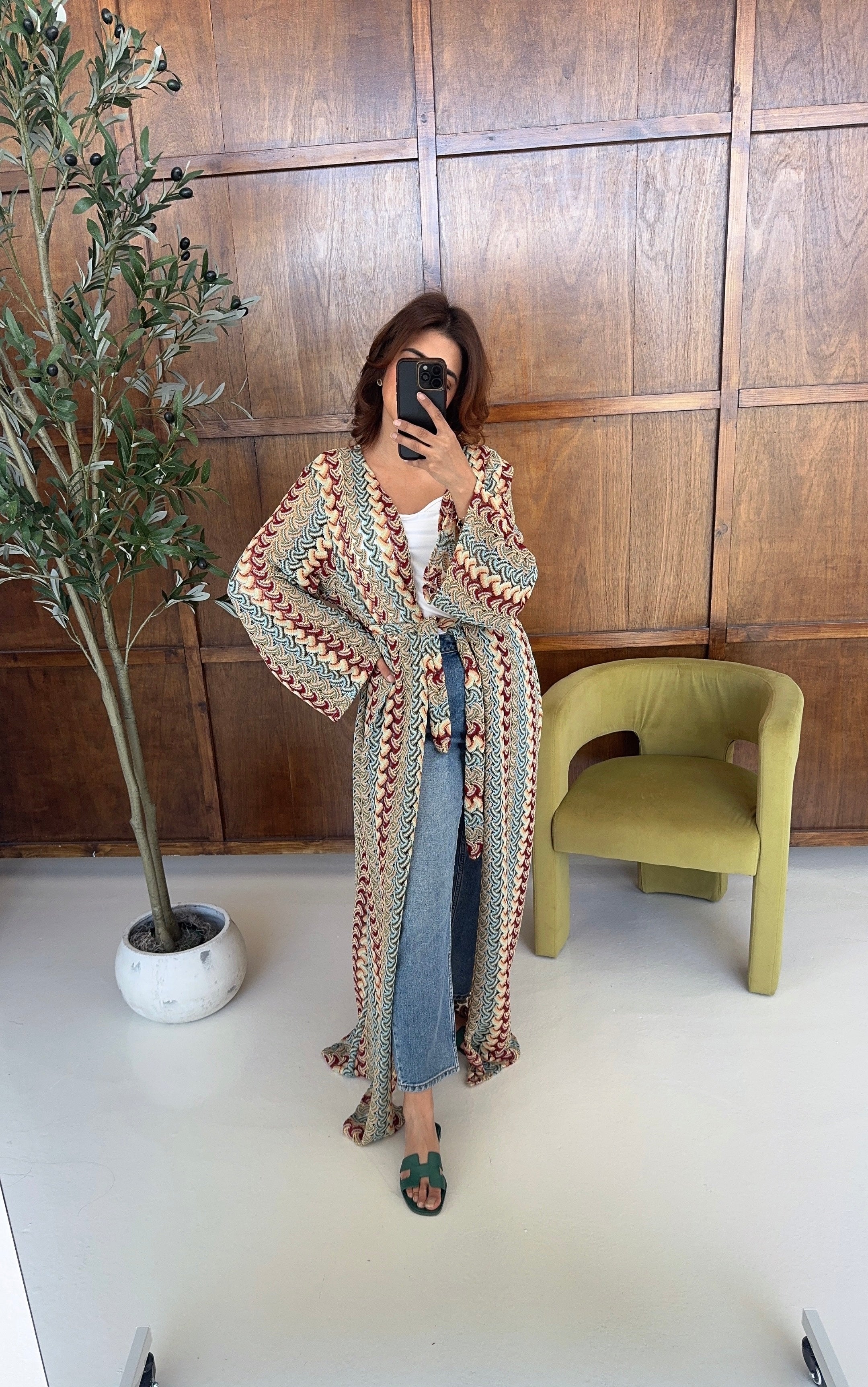 ZIGZAG CROCHET KIMONO AVEC CEINTURE - SAHI