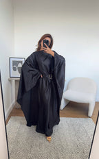 ROBE CAPE CRINKLE NOIR - ALYA