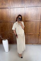 BEIGE DEUX PIÈCES JUPE ENSEMBLE - GINA