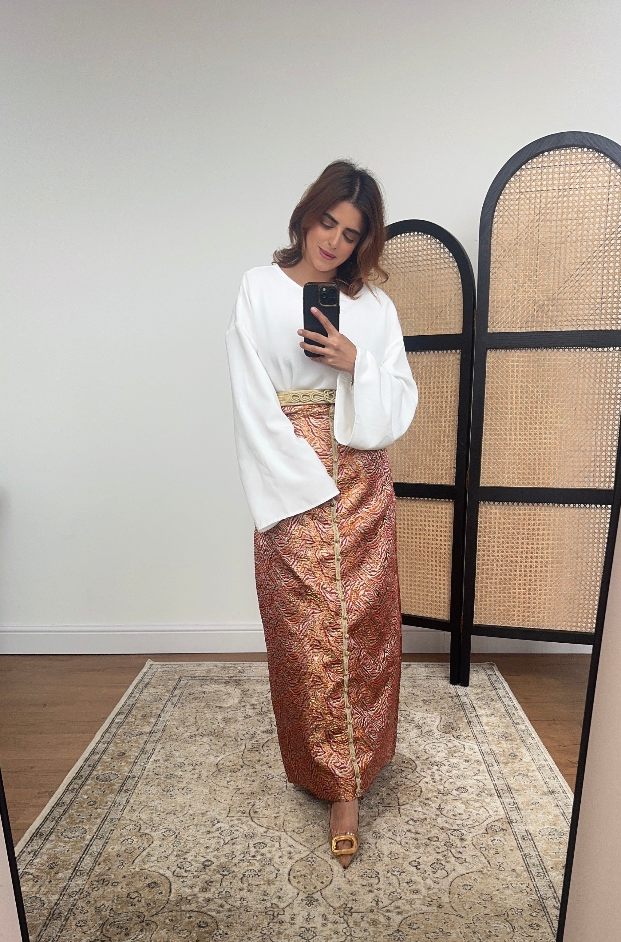 ENSEMBLE JUPE BROCADE ORANGE - AURORA