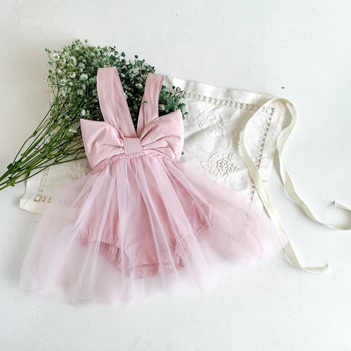 ROBE BARBOTEUSE TULLE NŒUD ROSE