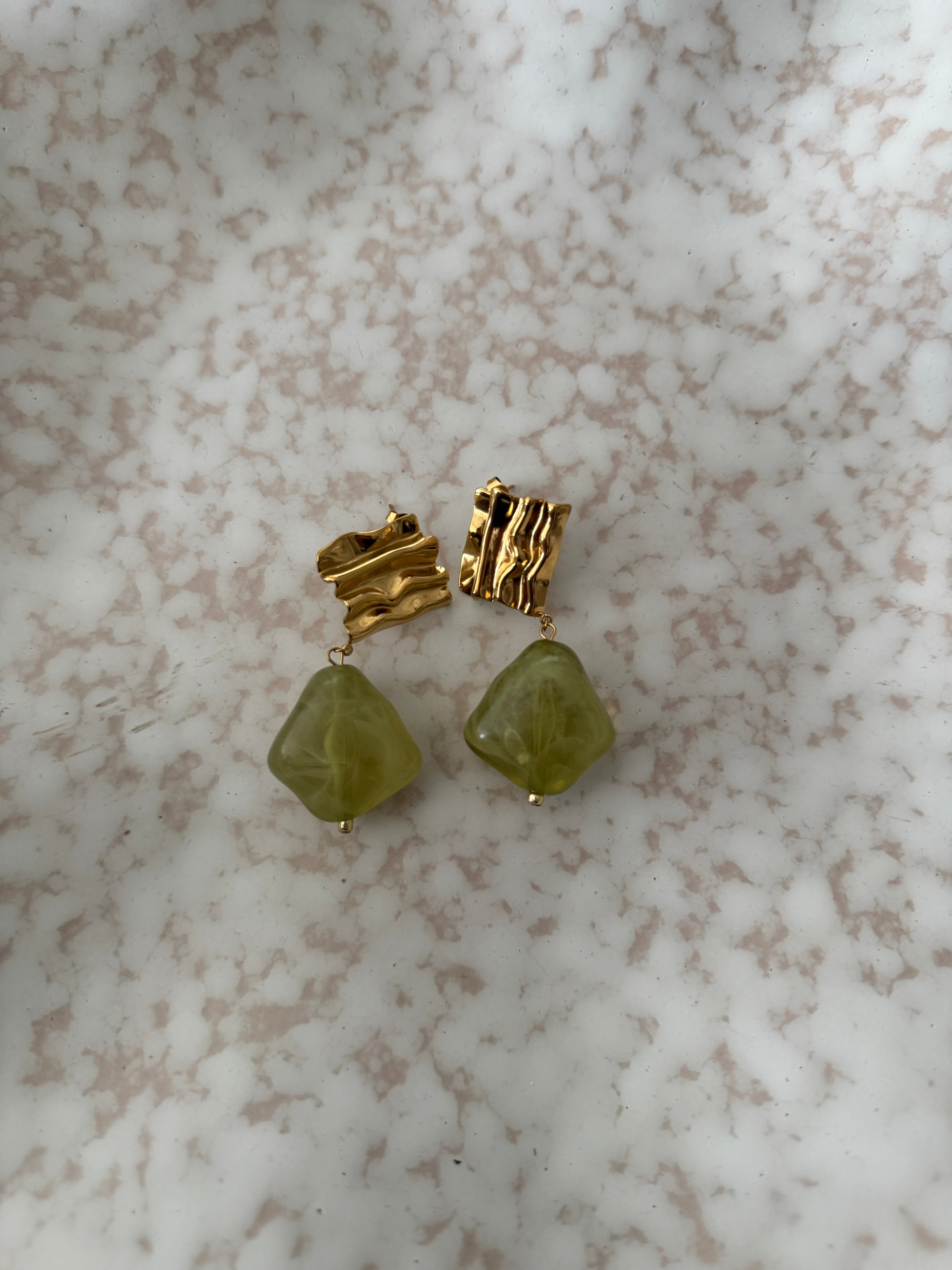 BOUCLES VERT/PIERRE D'OREILLES