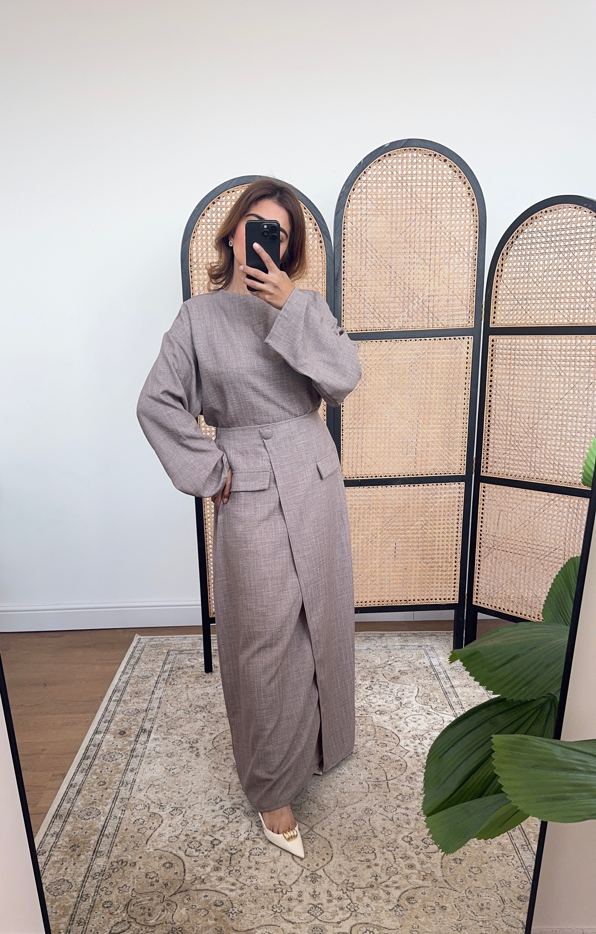 ENSEMBLE JUPE TAUPE - AURA