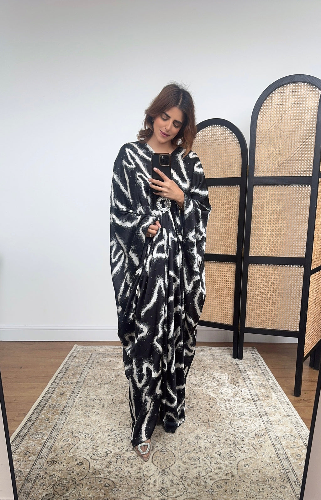 CAFTAN IMPRIMÉ DIAMENTE NOIR/BLANC - RANA